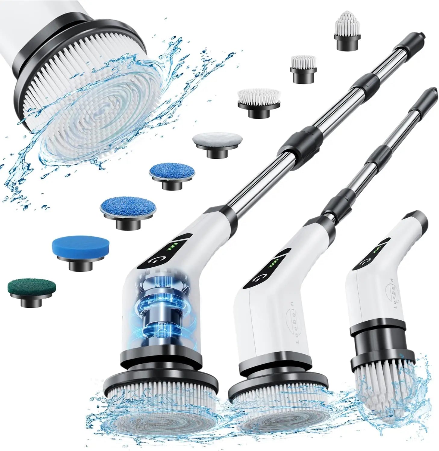 360° Cordless Electric Spin Scrubber Rechargeable Power Cleaning Brush with 8 Heads